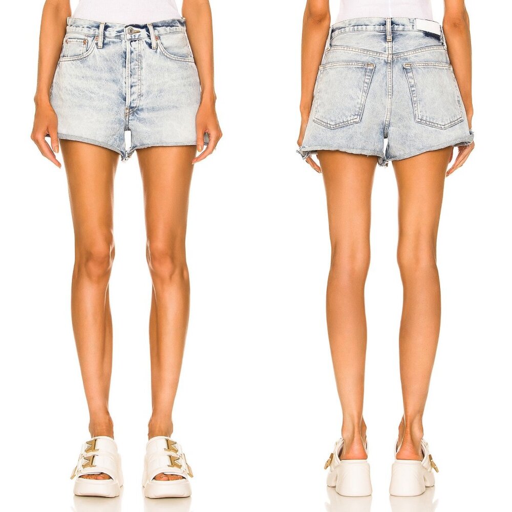 RE/DONE REVOLVE 90S Low Slung Short Women Size 26 Vintage Playa Denim Distressed